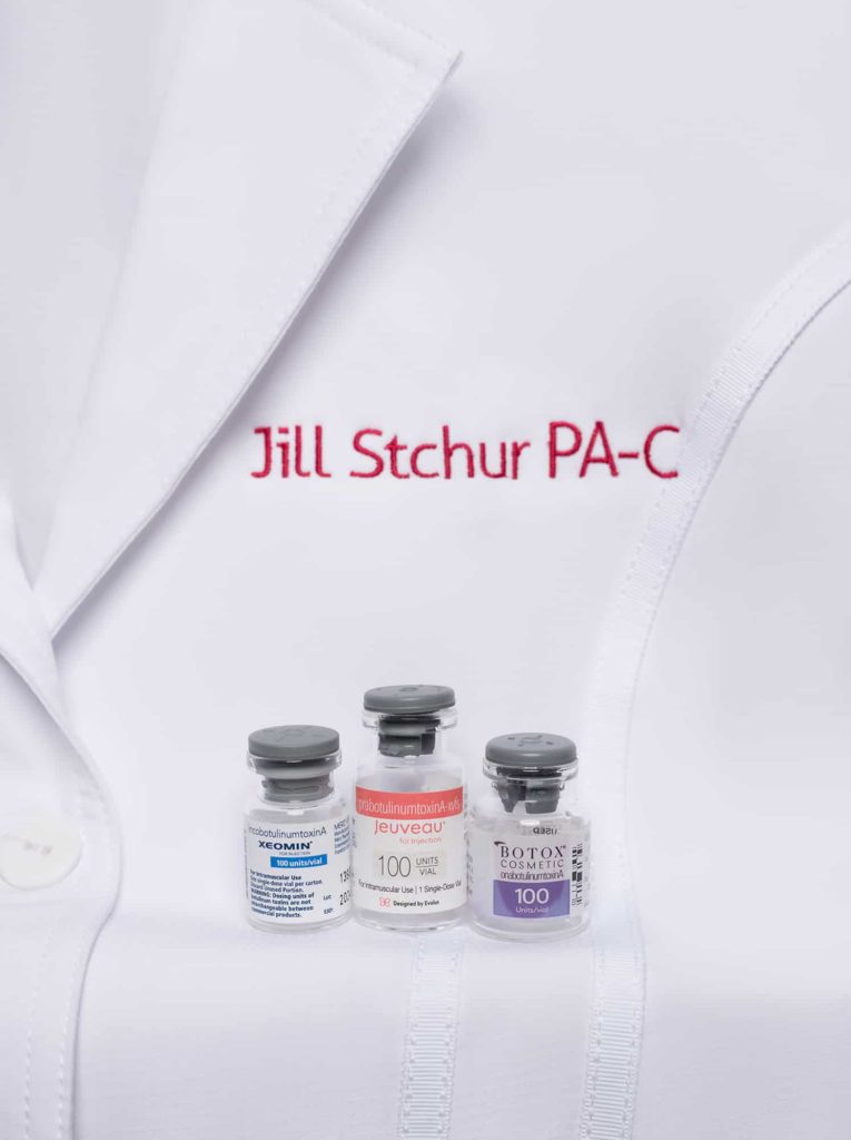White lab coat with filler vials